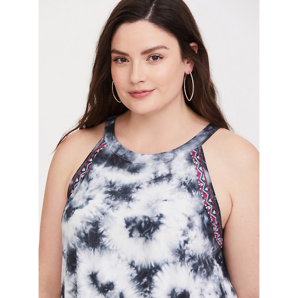 Torrid Embroidered Tie Dye High Neck Tank Top - Picture 2 of 11